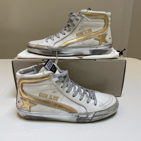 Golden Goose Slide White/Gold/Silver sz 39 NIB - Picture 4 of 11